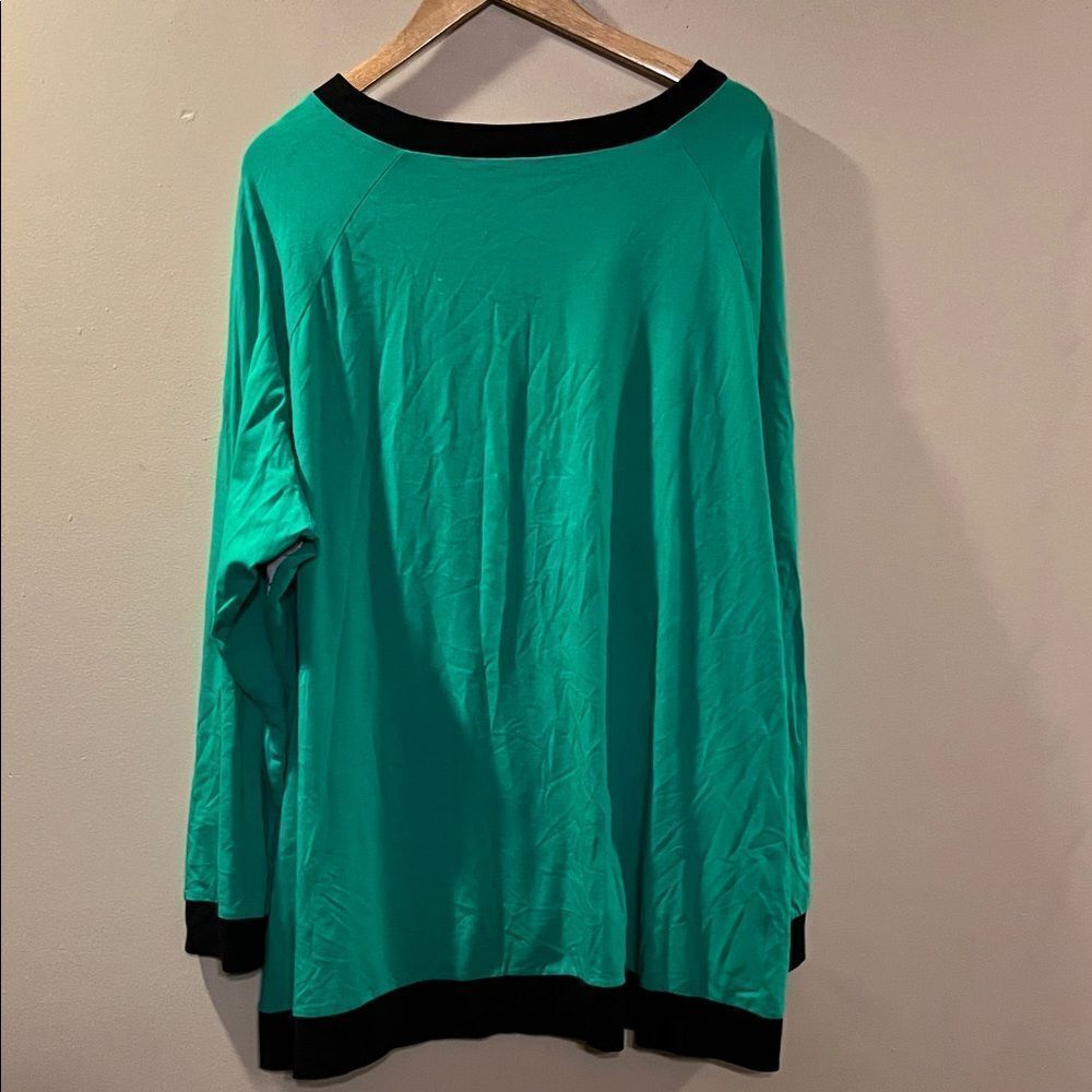 DG2 by Diane Gilman Floral Print Sweatshirt - Teal and Black - Picture 8 of 10